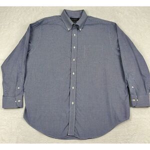 Lauren Ralph Lauren Non Iron Blue Black White Gingham Button Down Shirt 18 34/35